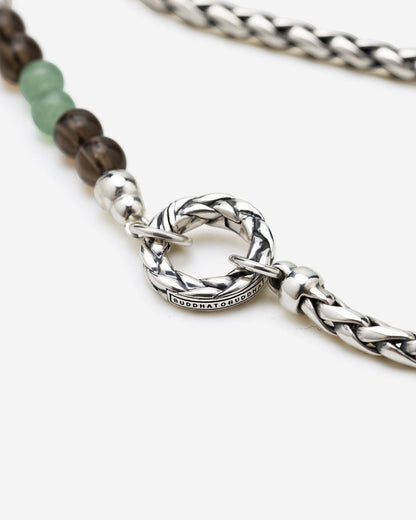 BUDDHA TO BUDDHA SPIRIT BEAD STACKING KETTING AVENTURINE SMOKEY QUARTZ ZILVER 45 CM