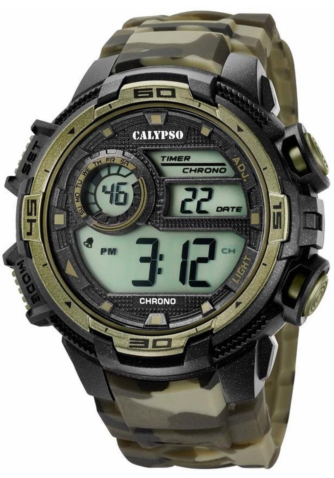 CALYPSO HORLOGE CAMOUFLAGE CHRONOGRAAF MET SILICONEN ARMBAND