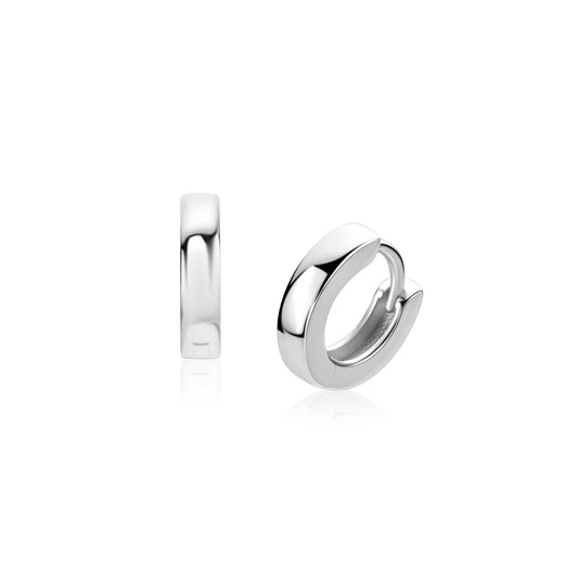 11,5mm ZINZI zilveren oorringen met vierkante gladde buis 3mm, luxe klapsluiting