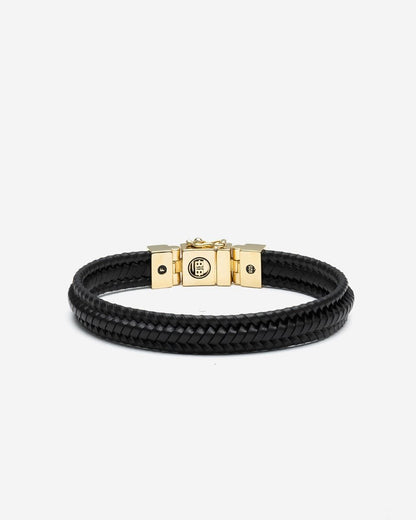BUDDHA TO BUDDHA EDWIN SMALL ARMBAND LEER VERGULD ZWART