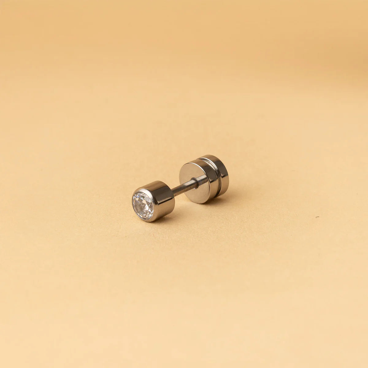 GEMINI Auris Contra titanium oorbel met zirconia - rond one piece
