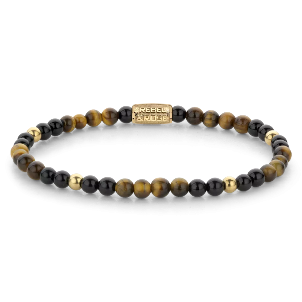 Rebel & Rose Armband Mix Tiger Black 4MM