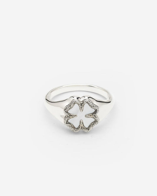 BUDDHA TO BUDDHA KATJA KLAVER ZEGELRING MOTHER OF PEARL ZILVER