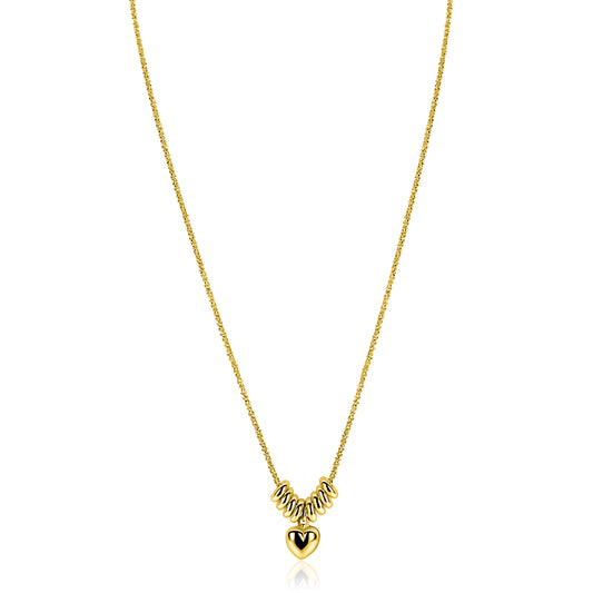 ZINZI gold plated zilveren ketting 42-45cm met hart en 8 glanzende donuts
