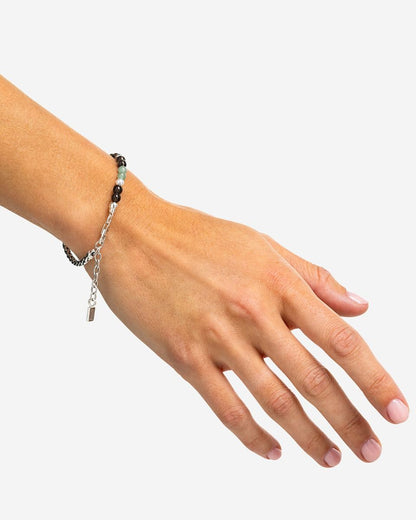 BUDDHA TO BUDDHA SPIRIT BEAD STACKING ARMBAND AVENTURINE SMOKEY QUARTZ ZILVER