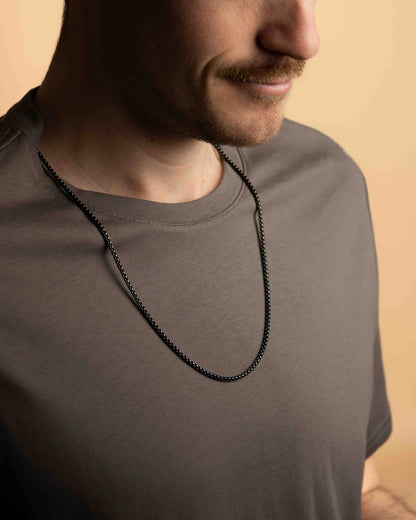 GEMENI VITO BOXEL KETTING 3MM MET ZWARTEN AFWERKING