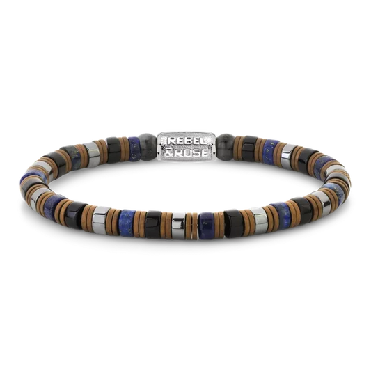 Rebel & Rose Armband Slices Mixed Blue 6mm
