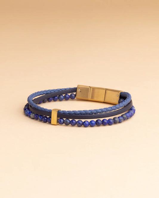 GEMINI Terra Lapis Triple bracelet with Italian leather and Lapis Lazuli