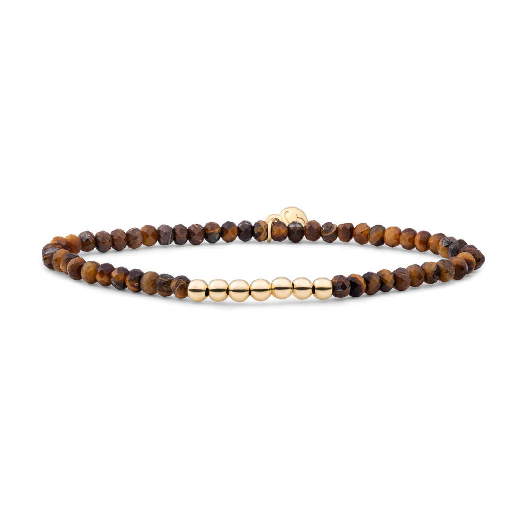 SPARKLING Bracelet Tiger Eye 4MM Reverse Universe Gold Plated