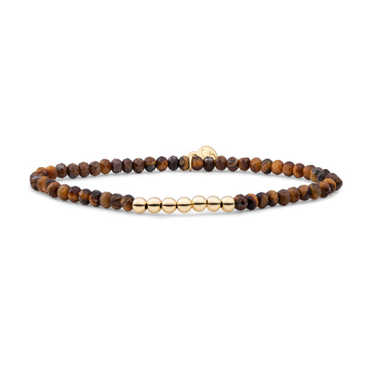 SPARKLING Bracelet Tiger Eye 4MM Reverse Universe Gold Plated