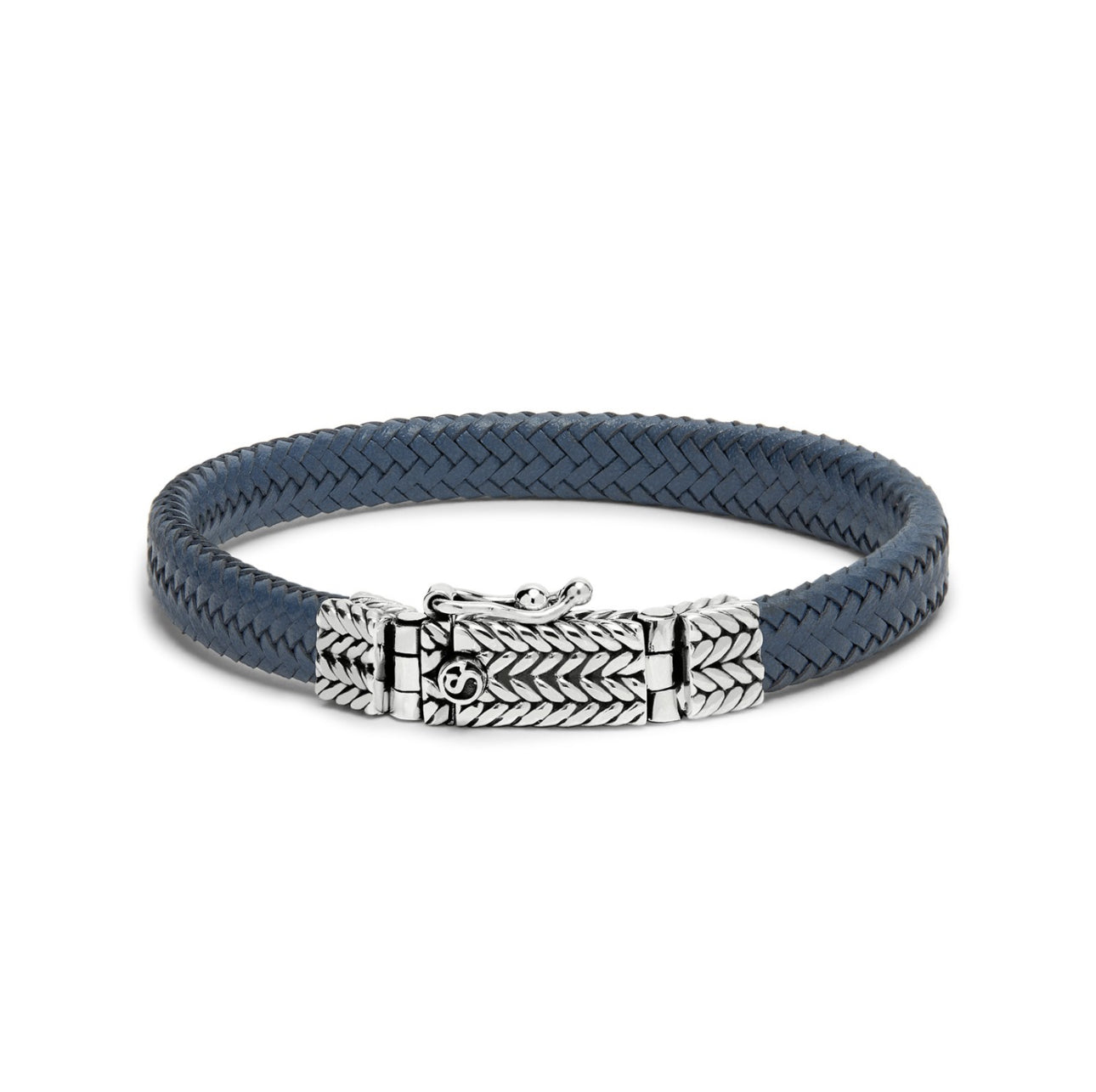 SILK 781BLU ARMBAND ZILVER BLAUW LEER