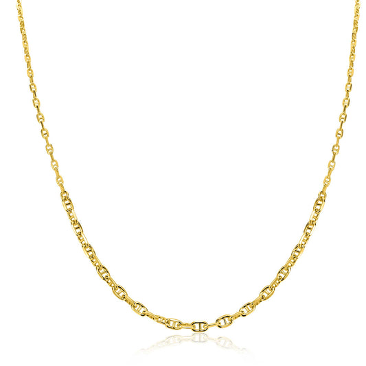 ZINZI goldplated zilveren ketting 45cm met aflopende marineschakels