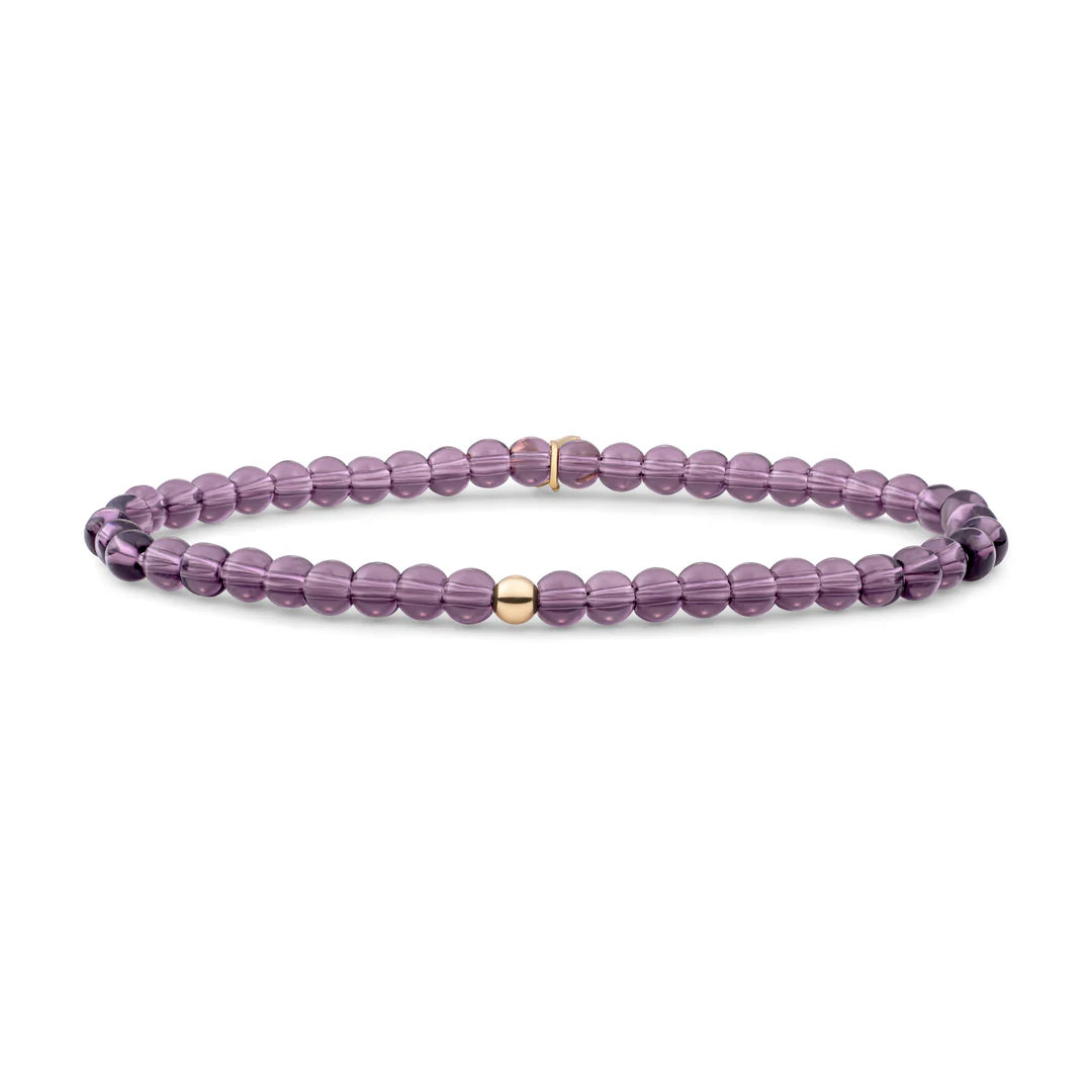 SPARKLING Bracelet Purple Pink Quartz Saturn Small Gold 4MM