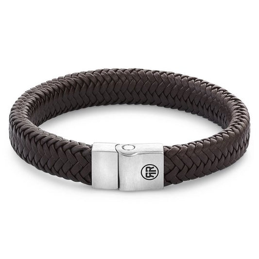 Rebel & Rose armband Full Metal Herringbone Brown Matt