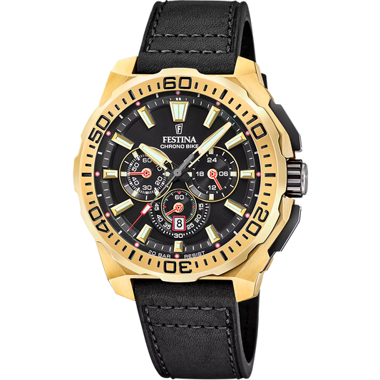 FESTINA CHRONO BIKE HERENHORLOGE F20728/3 ZWARTE LEREN BAND