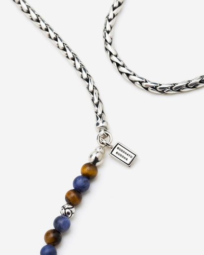 BUDDHA TO BUDDHA SPIRIT BEAD STACKING KETTING TIGER EYE SODALITE ZILVER 45 CM