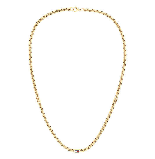 Tommy Hilfiger Roestvrijstalen vergulden ketting met 3D-vlag
