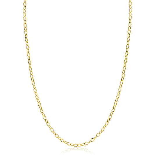ZINZI Gold 14 krt gouden ketting met bewerkte ovale schakels 3mm breed 45cm ZGC538