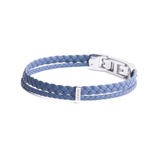 GEMENI DUO LICHT BLAUW NAPPALEDER ARMBAND