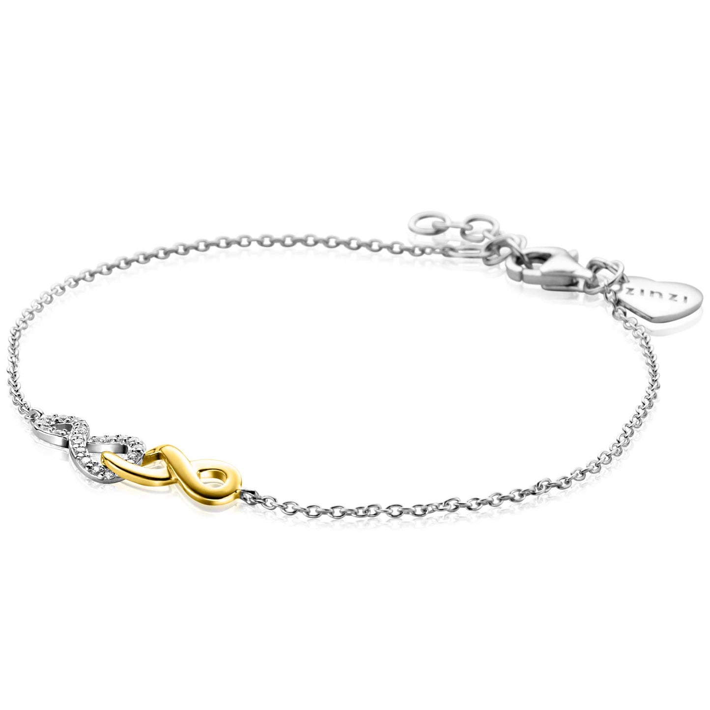 ZINZI ARMBAND BICOLOR VERBONDEN INFINITY ZIRCONIA ZIA2649