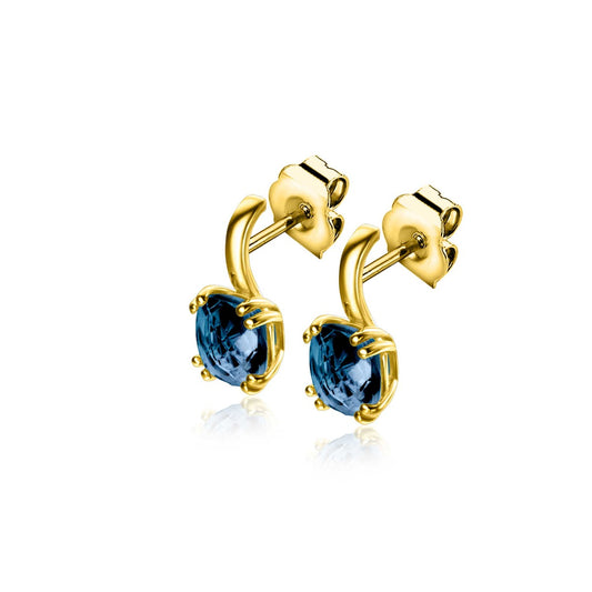 ZINZI Gold 14 krt gouden oorsieraden met vierkante kleursteen in 6,5mm bezet met Londen topaas ZGO537