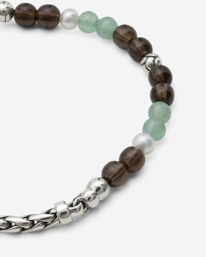 BUDDHA TO BUDDHA SPIRIT BEAD STACKING ARMBAND AVENTURINE SMOKEY QUARTZ ZILVER