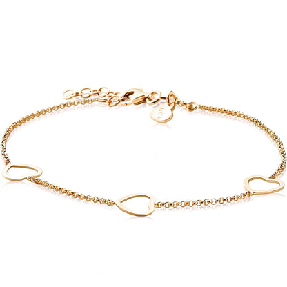 ZINZI ARMBAND DRIE HARTJES GOLD PLATED ZIA1188G