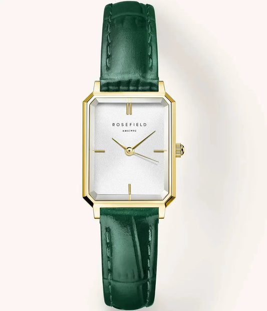 ROSEFIELD HORLOGE GOUDKLEURIG Octagon XS Green Leather