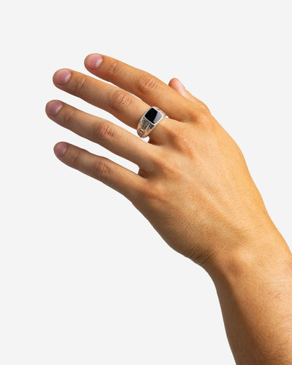 BUDDHA TO BUDDHA TANGGUH SMALL RING ONYX ZILVER