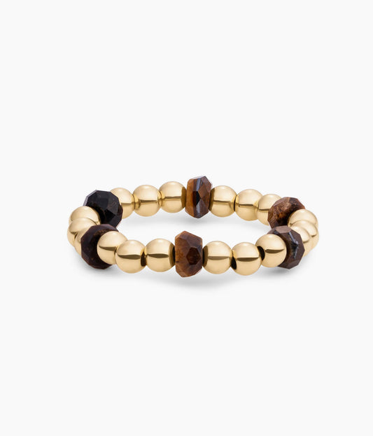 SPARKLING KRALEN RING FACET ROUNDEL TIGER EYE