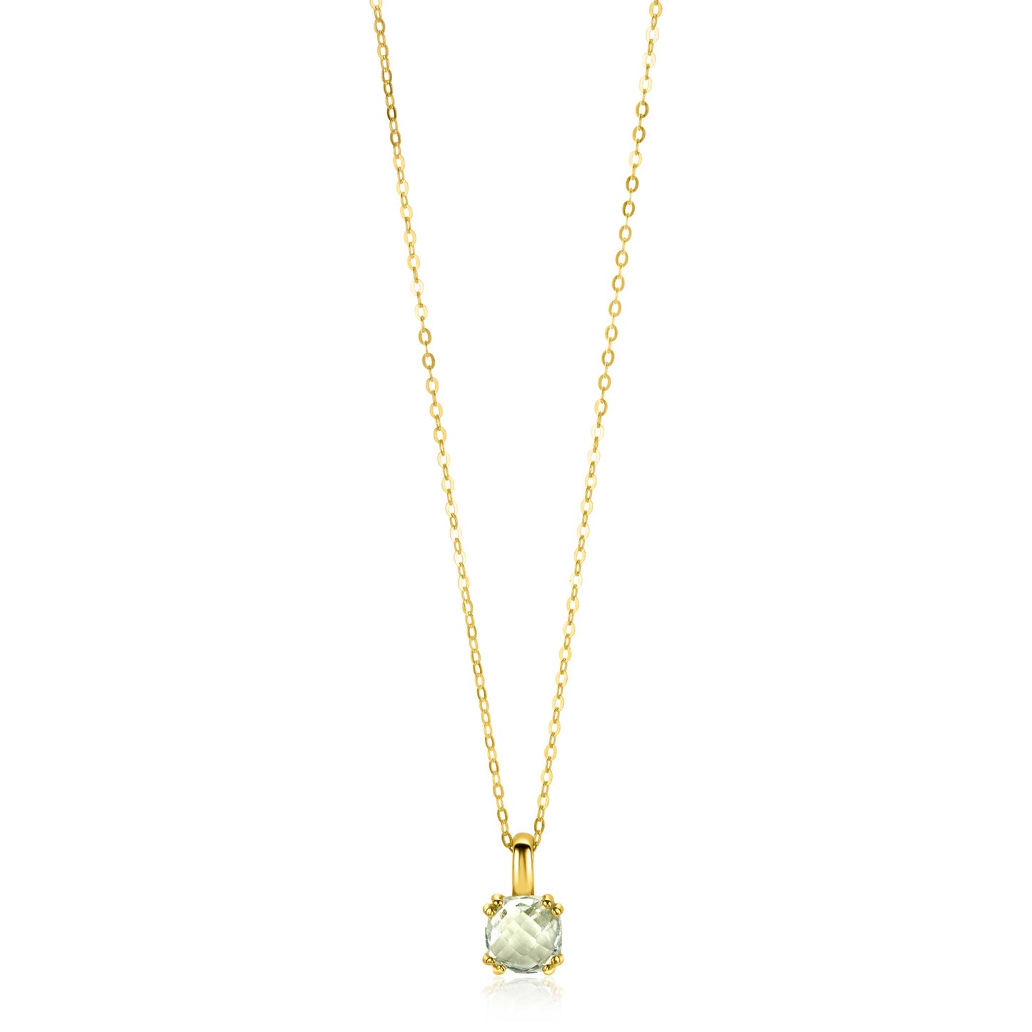 ZINZI GOLD 14 KARAAT GOUDEN KETTING MET GROENE AMETHIST 40-43CM