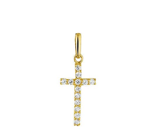 L-KASIUS 14K hanger kruis zirkonia 13,5 MM