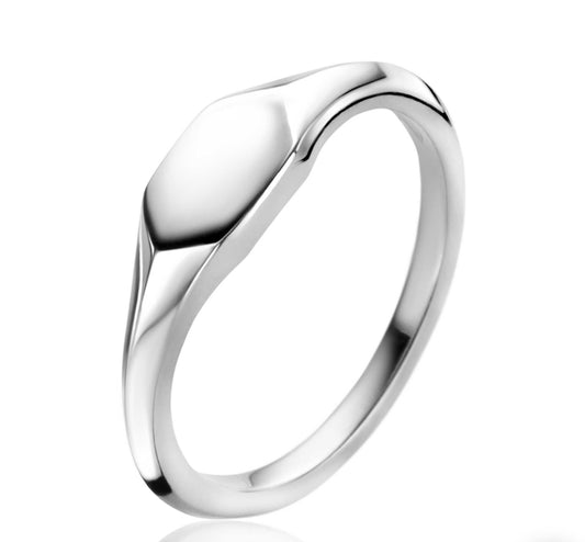 ZINZI zilveren monogram ring in glanzende zeshoekvorm (5,5mm)