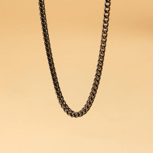 GEMINI Hora 5mm foxtail ketting in roestvrij staal met een zwarte afwerking