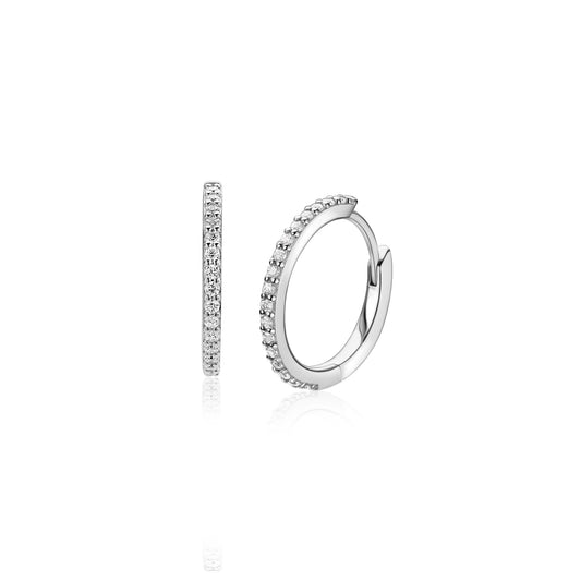 13mm ZINZI zilveren tennis oorringen bezet met een rij schitterende zirkonia’s