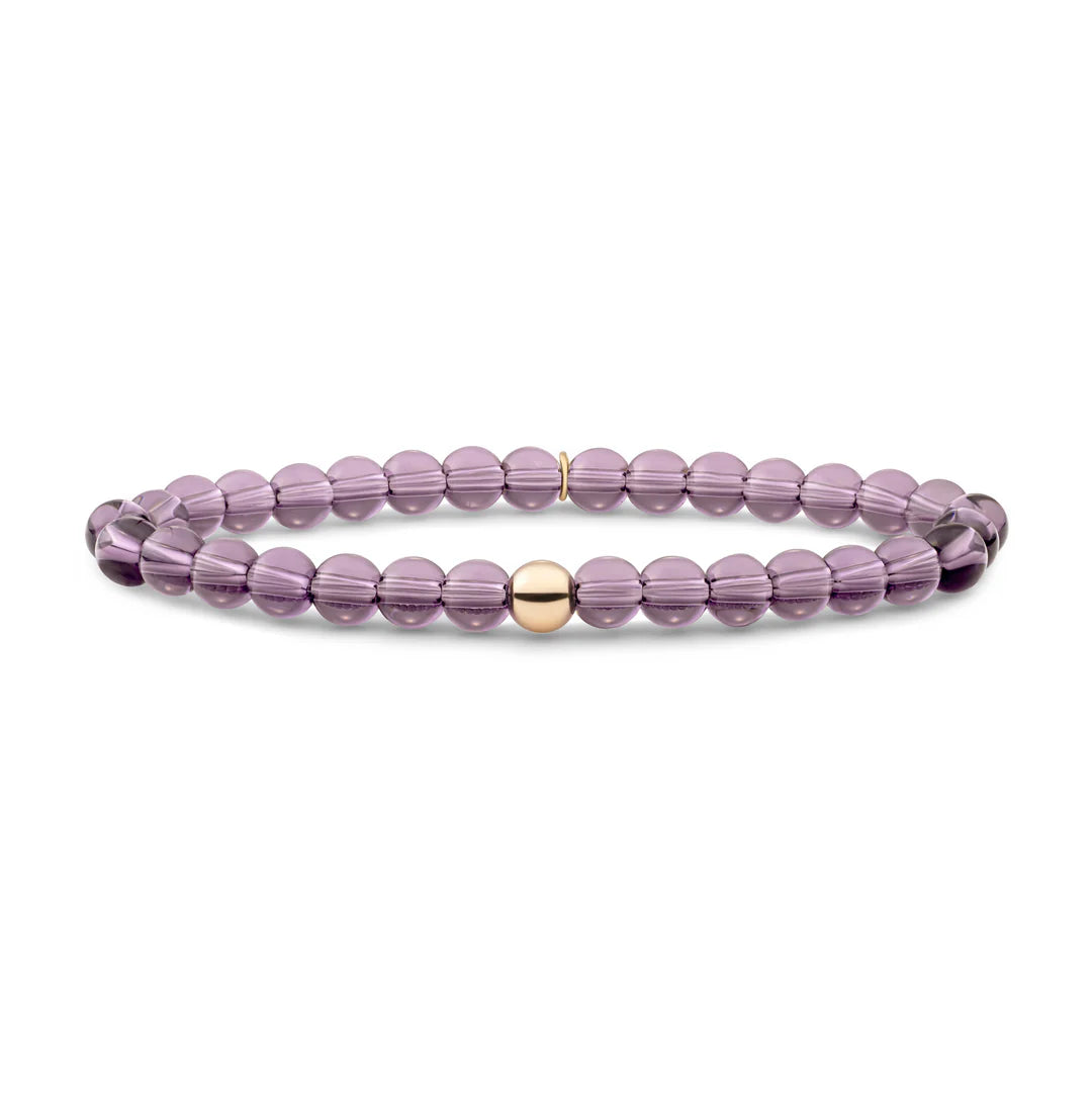 SPARKLING Bracelet Purple Pink Quartz Saturn Large Gold 6MM