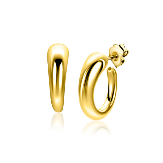 21mm ZINZI goldplated zilveren oorringen met een bolle aflopende vorm en met poussette