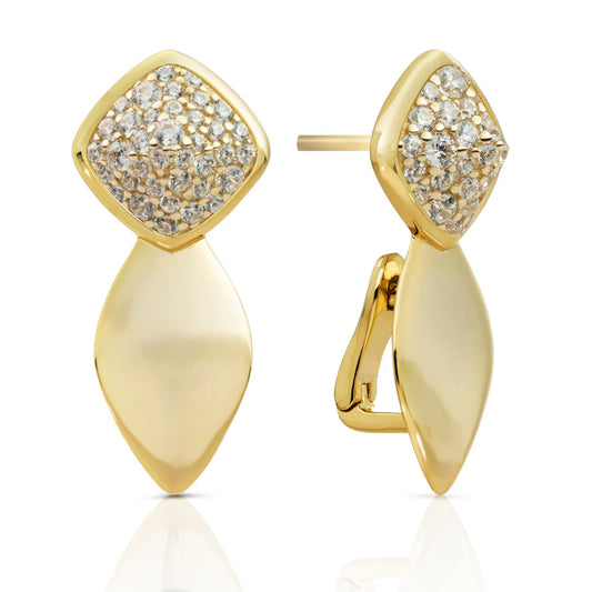 SPARKLING Earrings Edge Gold Double Pin Zirkonia