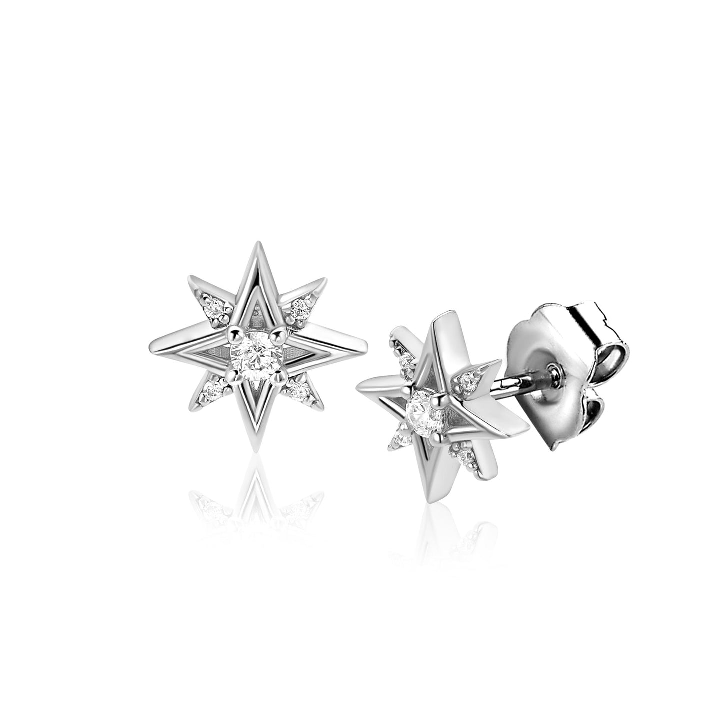ZINZI oorknopjes fantasie ster met zirconia's