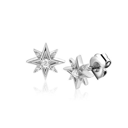 ZINZI oorknopjes fantasie ster met zirconia's