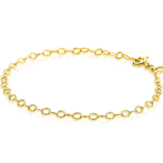 ZINZI Gold 14 krt gouden armband met bewerkte ovale schakels 3mm breed 19cm ZGA538