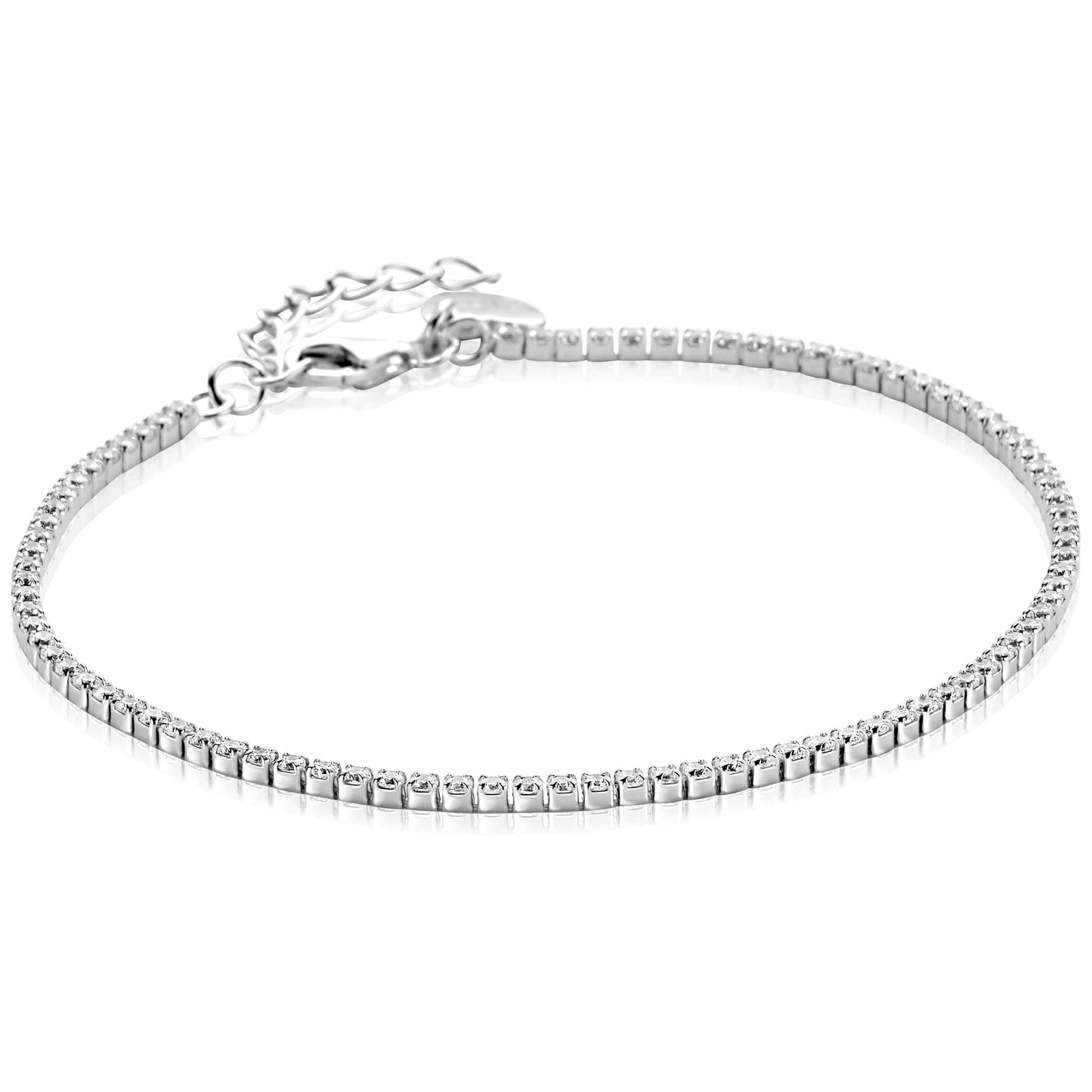 ZINZI zilveren tennis armband 1,7mm breed met rijzetting witte zirconia's