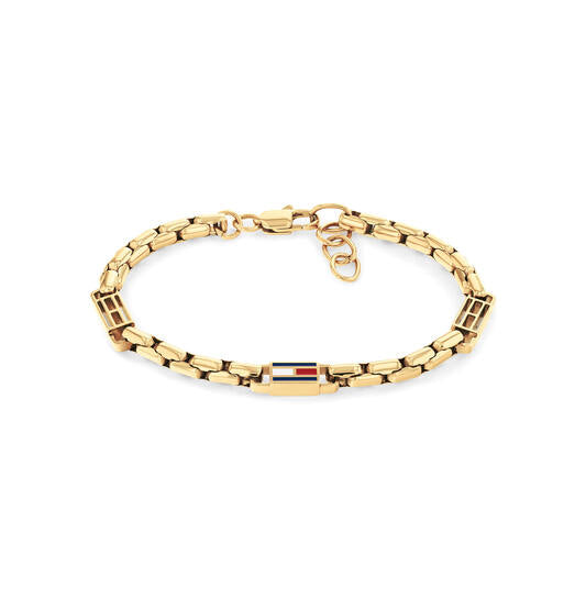 Tommy Hilfiger Roestvrijstalen vergulden 3D-vlag schakelarmband 19 cm