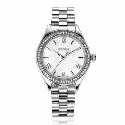 ZINZI Zilveren Horloge Met Parelmoer Wijzerplaat en Zirconia’s ZIW2417
