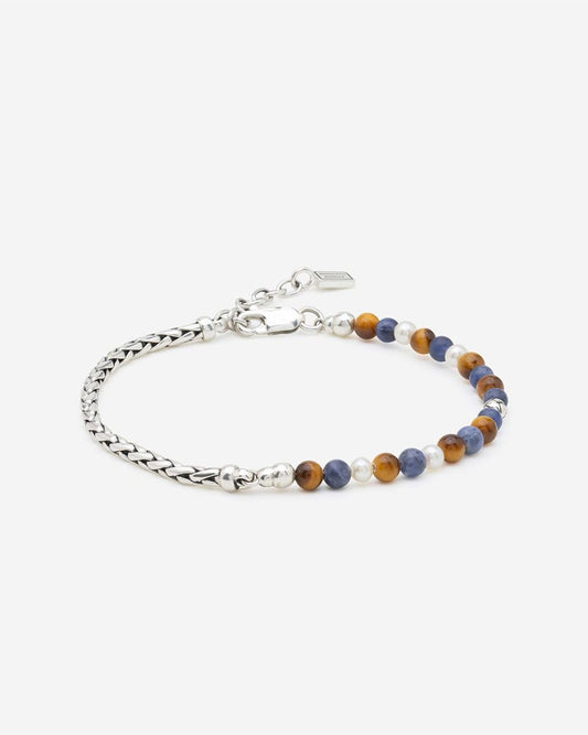 BUDDHA TO BUDDHA SPIRIT BEAD STACKING ARMBAND TIGER EYE SODALITE ZILVER