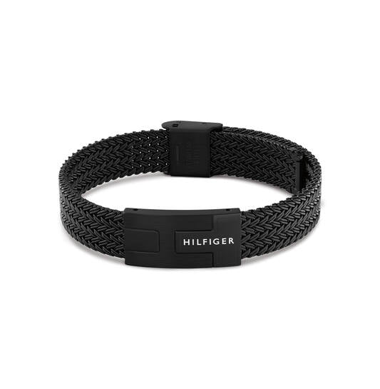 Tommy Hilfiger Roestvrijstalen zwarten mesh armband 19 cm