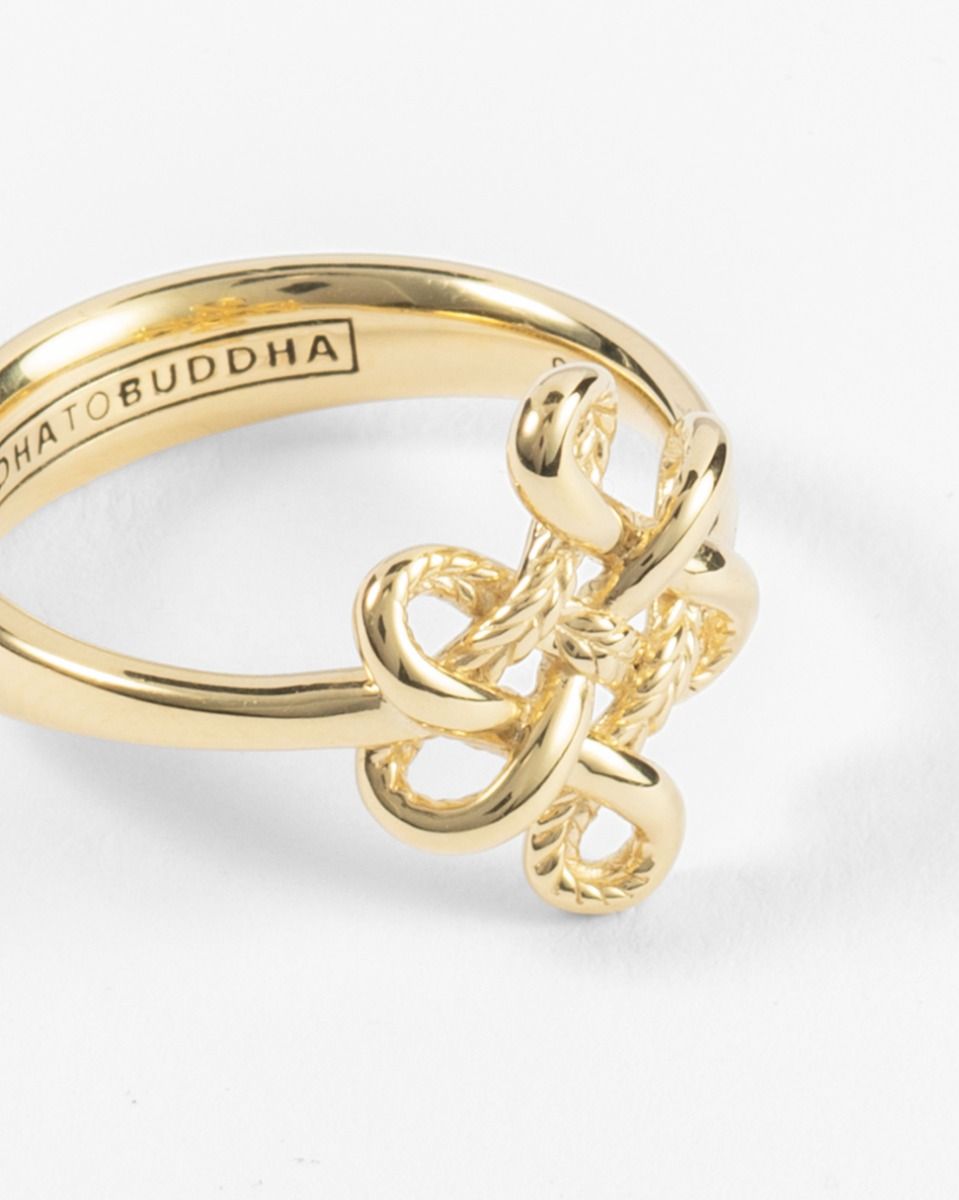 BUDDHA TO BUDDHA RING ENDLESS KNOT VERGULD
