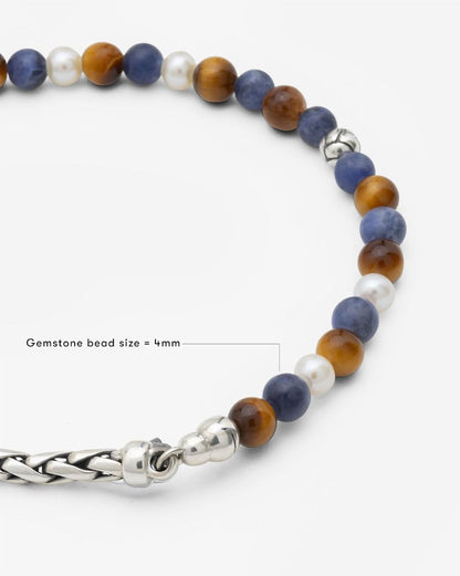 BUDDHA TO BUDDHA SPIRIT BEAD STACKING ARMBAND TIGER EYE SODALITE ZILVER