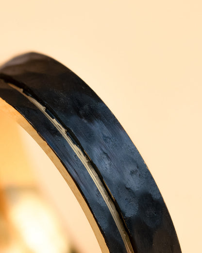 GEMINI ALTER 6mm Faceted full Titanium ring with golden finish