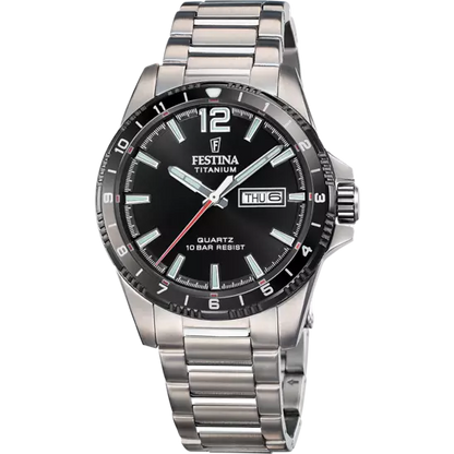 FESTINA HEREN ZWART TITANIUM HORLOGE ARMBAND F20698/4